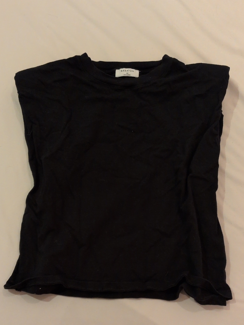Babaton Black Muscle Tank with Crewneck Padded Shoulders
